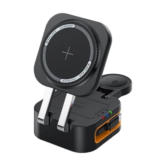LAIQIEN Magnetic 15W Wireless Charger 3 In 1 Design Retractable Cord For Multiple Device