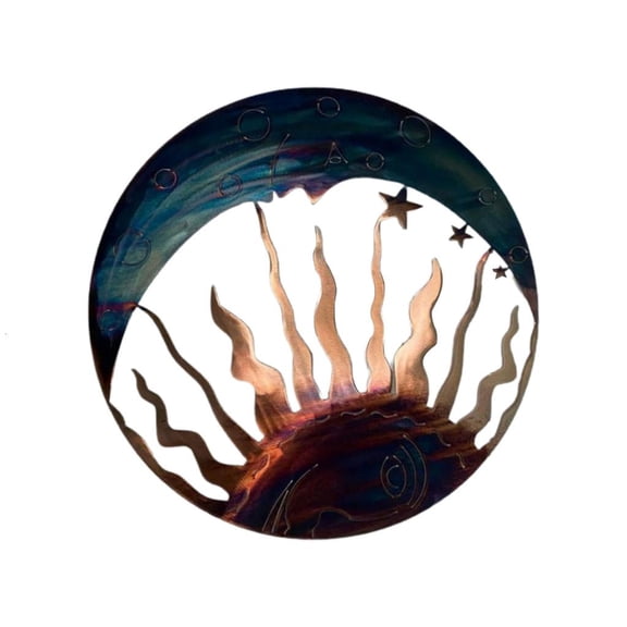 LAIQIEN Metal Sun and Moon Face Wall Art Decor Outdoor Stylish Garden Sculpture