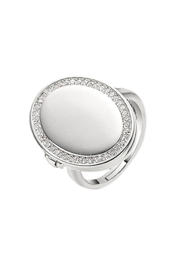 Modern Geometric Locket Ring with Concealed Holder Copper Finger Accessories