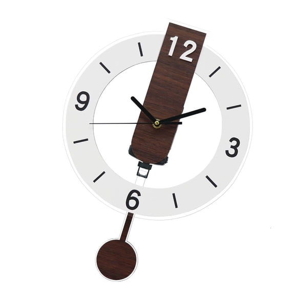 LAIQIEN Modern Quiet Wall Clock Arabic Numerals Wood Grains Acrylic Pendulum Clock Gift