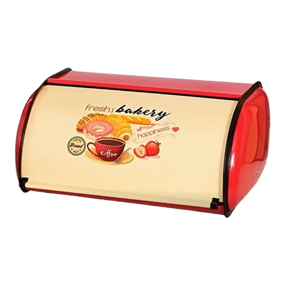 LAIQIEN Modern Roll Top Bread Bin Metal Kitchen Storage Organiser For Countertops Use