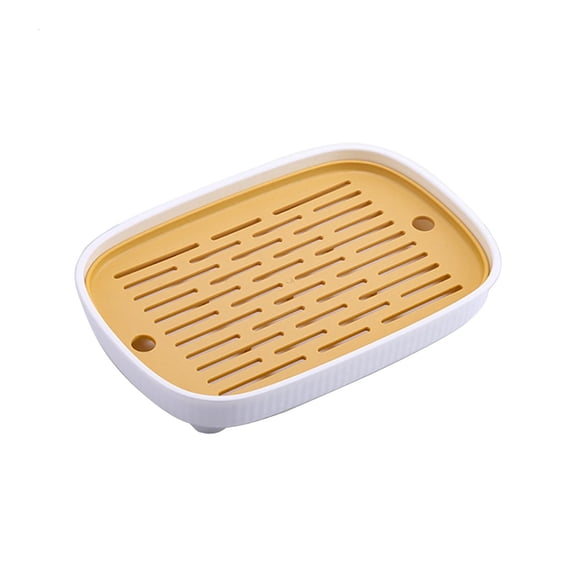 LAIQIEN Multi-function Drain Tray Kitchen Organizer Cup Storage Tray Double Layer Dish Drainer Fruit Vegetable Rack Storage Tray