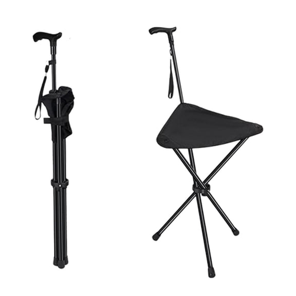 LAIQIEN Multifunctional Telescoping Walking Stick That Transforms into Seat with Light Metal Texture for Outdoor Activity Use