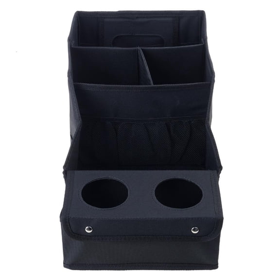 LAIQIEN Multiple Compartment Car Storage Box With Cup Holders For Front Or Back Seat Use