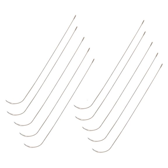 LAIQIEN Multipurpose Alloy Beading Needle 10 Pack Curved Tip Enhanced Hole For Glass Metal Wood Beads Crafting Projects