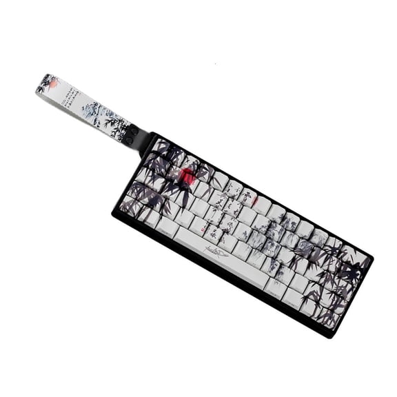 LAIQIEN PBT Keycaps With Bamboos Forest Artwork For 61/64/68 ANSI ISOs Keyboards Layouts