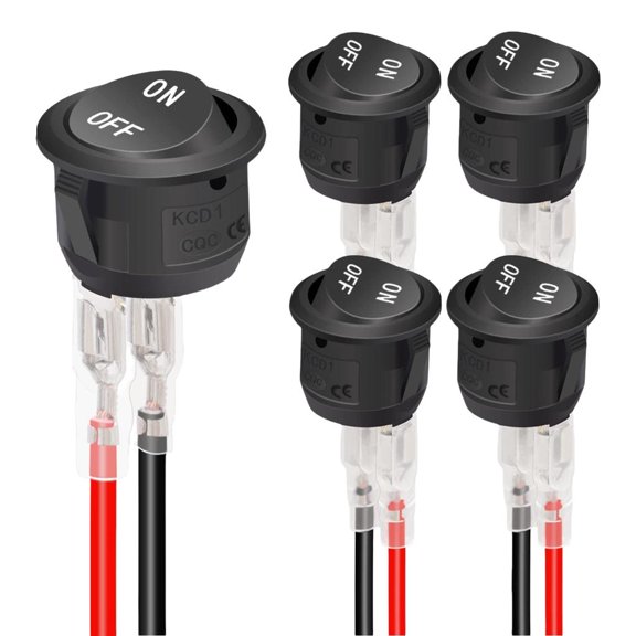LAIQIEN Pack Of 5 Round Rocker Switches with 15CM Cord 2 Pin for Communication Devices