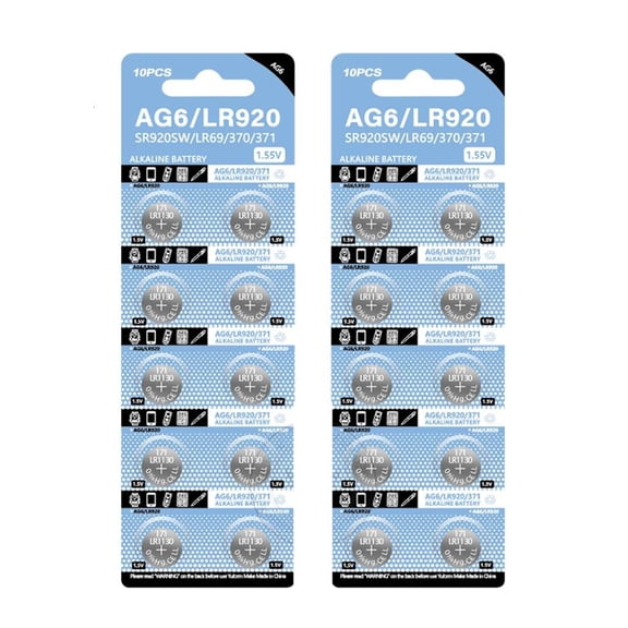 LAIQIEN Pack of 10/20/50Pcs AG6/LR920 Alkaline Battery 320mAh Button Cell Batteries Kit