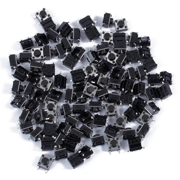 LAIQIEN Professional 100Pcs 6x6x5mm 4pinMini Micro Momentary Tactile Push Button Switches Assorted set for Circuit Boards & DIY