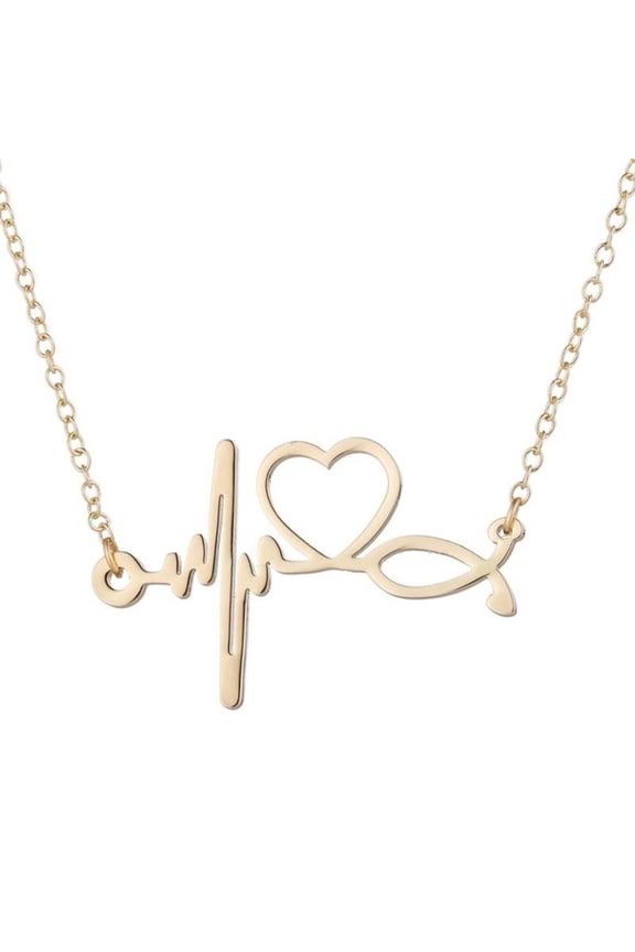 Professional Hospital Symbol Jewelry Piece Stainless Steel ECG Pendant Necklace for Healthcare Career Appreciation