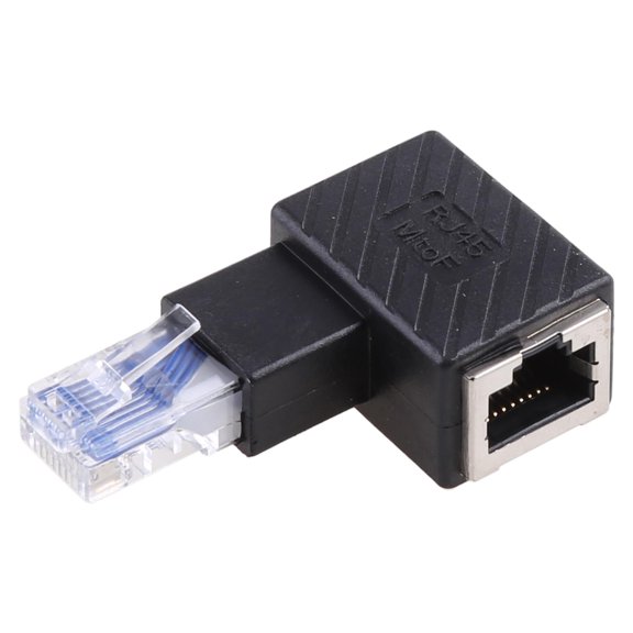 LAIQIEN RJ45 Crystal for Head Male to Female Cat5/6 Ethernet LAN Extension Adapter 90° E