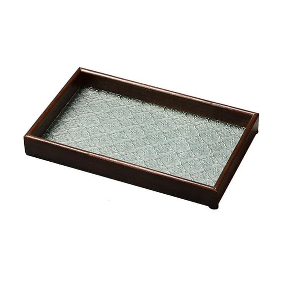 LAIQIEN Small Serving Tray Candle Holder Trays Rustic Rectangle Decorative Platter Tray