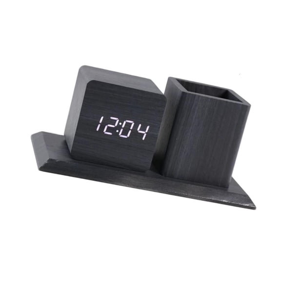 LAIQIEN Sophisticated Digital Alarm Device With Wooden Writing Instrument Stand And Light transducer