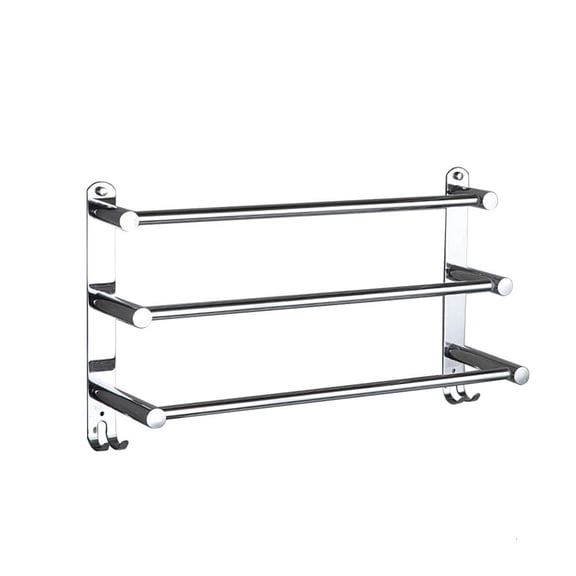 LAIQIEN Stretchable Adjustable Stainless Steel Towel Bar 3-Tier Flexable Bathroom Rack Wall-Mounted Hand Towel Dish Cloths Hanger Holder Punch-Free