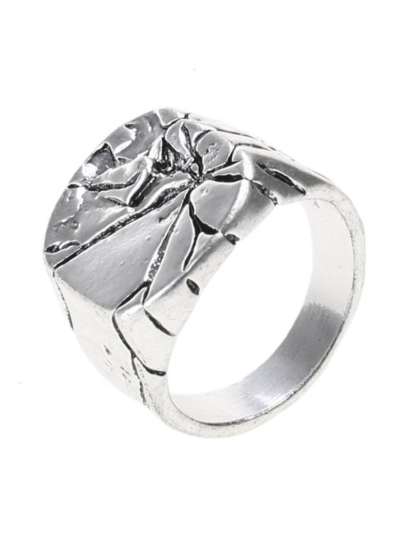 Trendy Alloy Broken Crack Signet Ring Versatile Square Index Ring for Birthday
