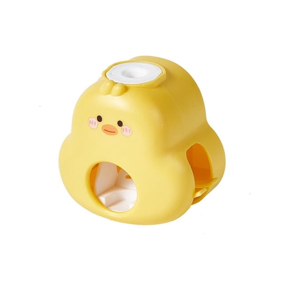 LAIQIEN Wall Mounted Auto Squeeze Toothpaste Dispenser Cartoon Duck Bathroom Organizers Toothbrush Rack For Children Adults