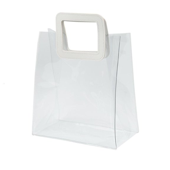 LAIQIEN Wrap Bag with Handles PVC Dustproof Bouquets Gift Bag for Party Merchandise Transparent Shop Tote Bags for Package Candy