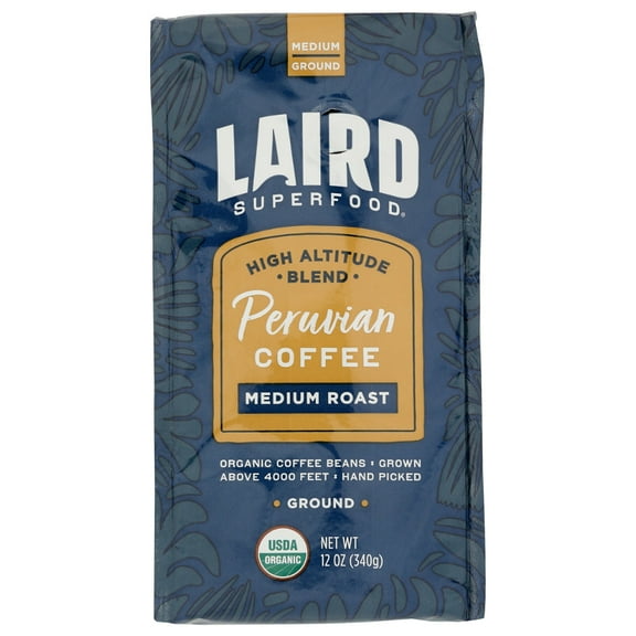 LAIRD SUPERFOOD - Organic Medium Roast Ground Coffee 12OZ ( Pack of 6)