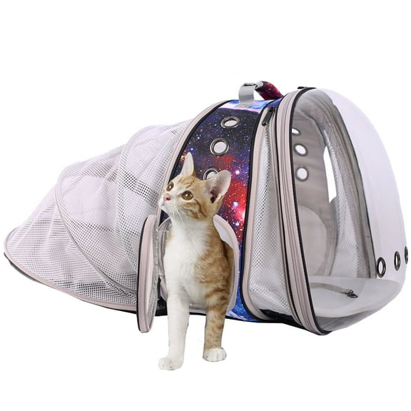 LAIRIES Dual Expandable Cat Backpack Carrier Polarized Front & Back Extension Pet Backpack Carrier, Fit up to 20 lbs, Bubble Capsule Dog Backpack Travel, Hiking & Outdoor Backpack