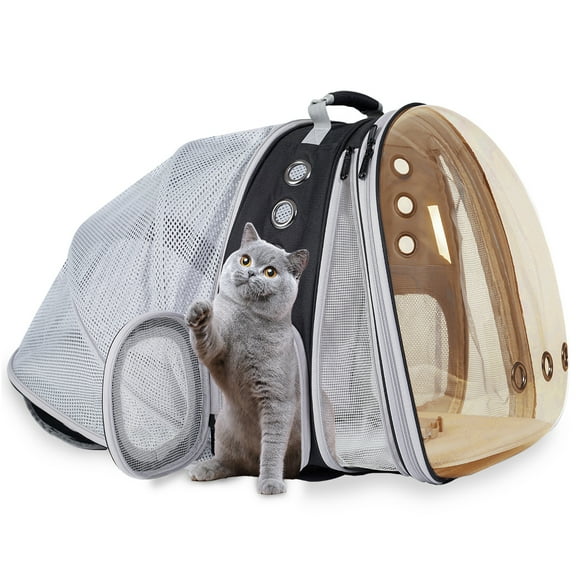 LAIRIES Dual Expandable Cat Backpack Polarized Front & Back Extension Pet Backpack Carrier, Fit up to 20 lbs, Bubble Capsule Dog Backpack Travel, Hiking & Outdoor Backpack