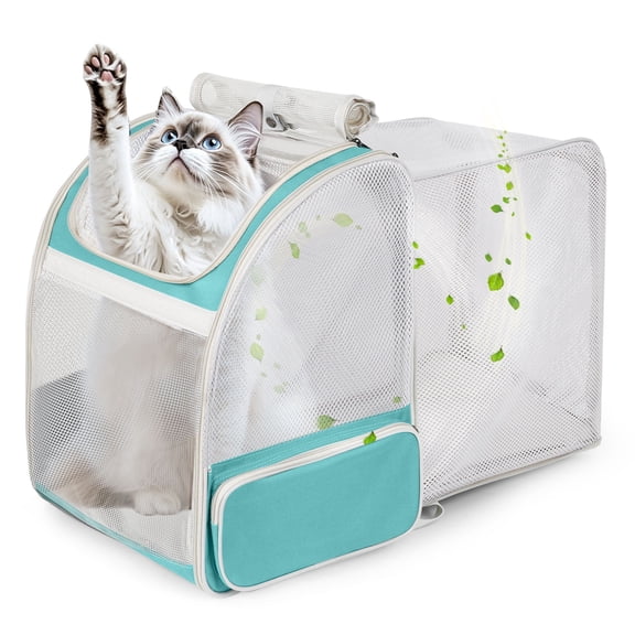 LAIRIES Square Back Expandable Dog & Cat Carrier Backpack, Breathable,Perfect for Summer