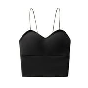 NISHUIHAN LAIVNEI Bras for Women Underwire Everyday Bras Women Fashion Color Sexy V-neck Sling Wrap Chest Satin Underwear Black One Size