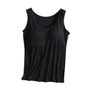 NISHUIHAN LAIVNEI Tank Tops with Built in Bras Women Workout Tank Tops Yoga Sports Bras No Underwire Padded Bra Underwear Ladies Summer Sleeveless Camisole Shirts Black 3XL