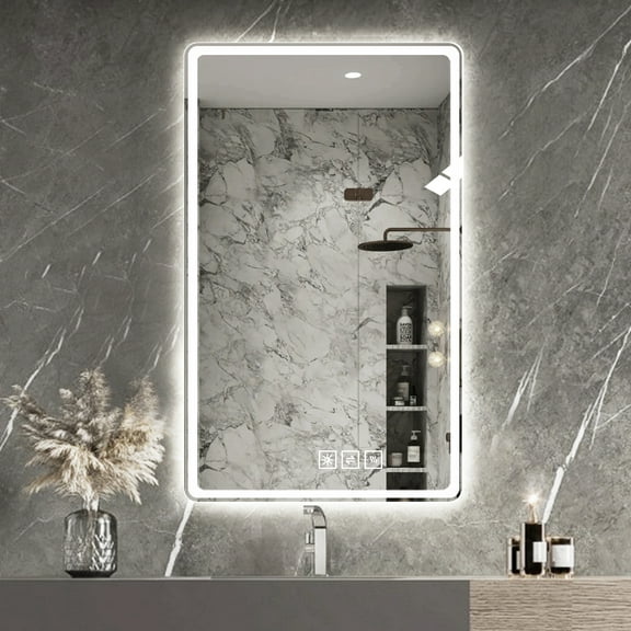 LAIYA Bathroom Mirror With Light Wall Mmounted Three Color Dimmable Touch Switch Cosmetic Mirror