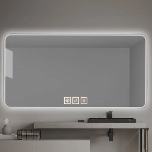 LAIYA Makeup Mirror With Lamp Round Corner LDE Intelligent Lamp Wall Mounted Mirror