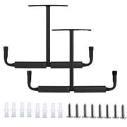 LAJIAOZ 2 Pack Black Heavy Duty Overhead Garage Storage Rack Utility Hooks For Fishing Rod,Tools,Wood,Ladders,Garden Hoses & Other Bulky Items