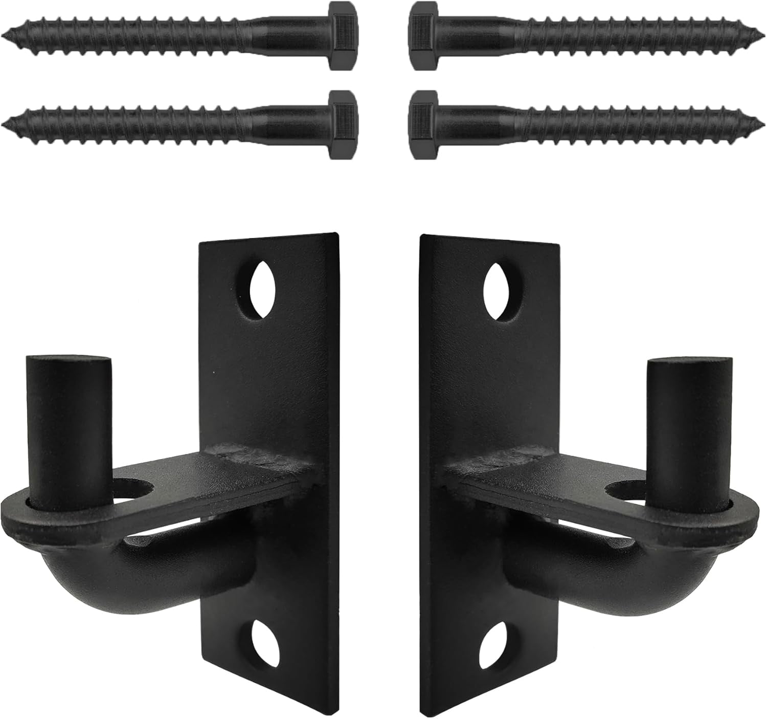 LAJIAOZ 2 Pack Wall Mount Gate Hinges with Screws, Heavy Duty Farm Gate Hinges, Chain Link Fence Gate Hinges Fence Post Chain Link Gate Hinge with 5/8 Hinge Pin Black