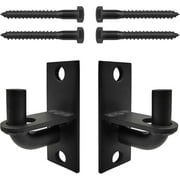 LAJIAOZ 2 Pack Wall Mount Gate Hinges with Screws, Heavy Duty Farm Gate Hinges, Chain Link Fence Gate Hinges Fence Post Chain Link Gate Hinge with 5/8 Hinge Pin Black