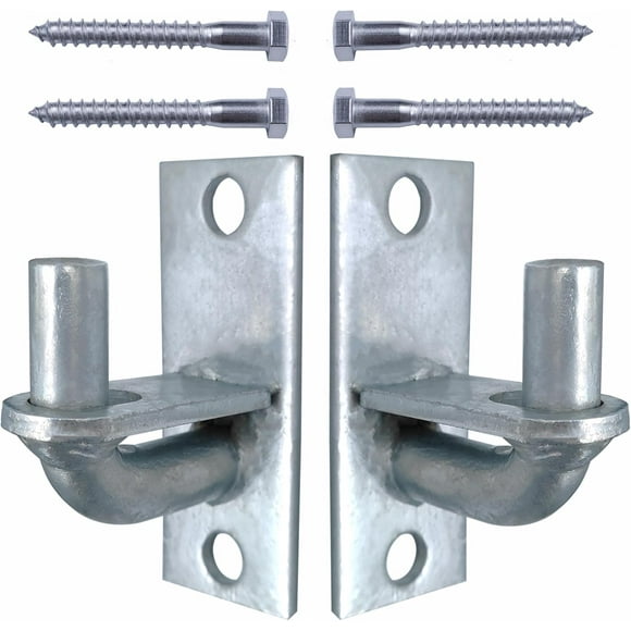 LAJIAOZ 2 Pack Wall Mount Gate Hinges with Screws, Heavy Duty Farm Gate Hinges, Chain Link Fence Gate Hinges Fence Post Chain Link Gate Hinge with 5/8 Hinge Pin