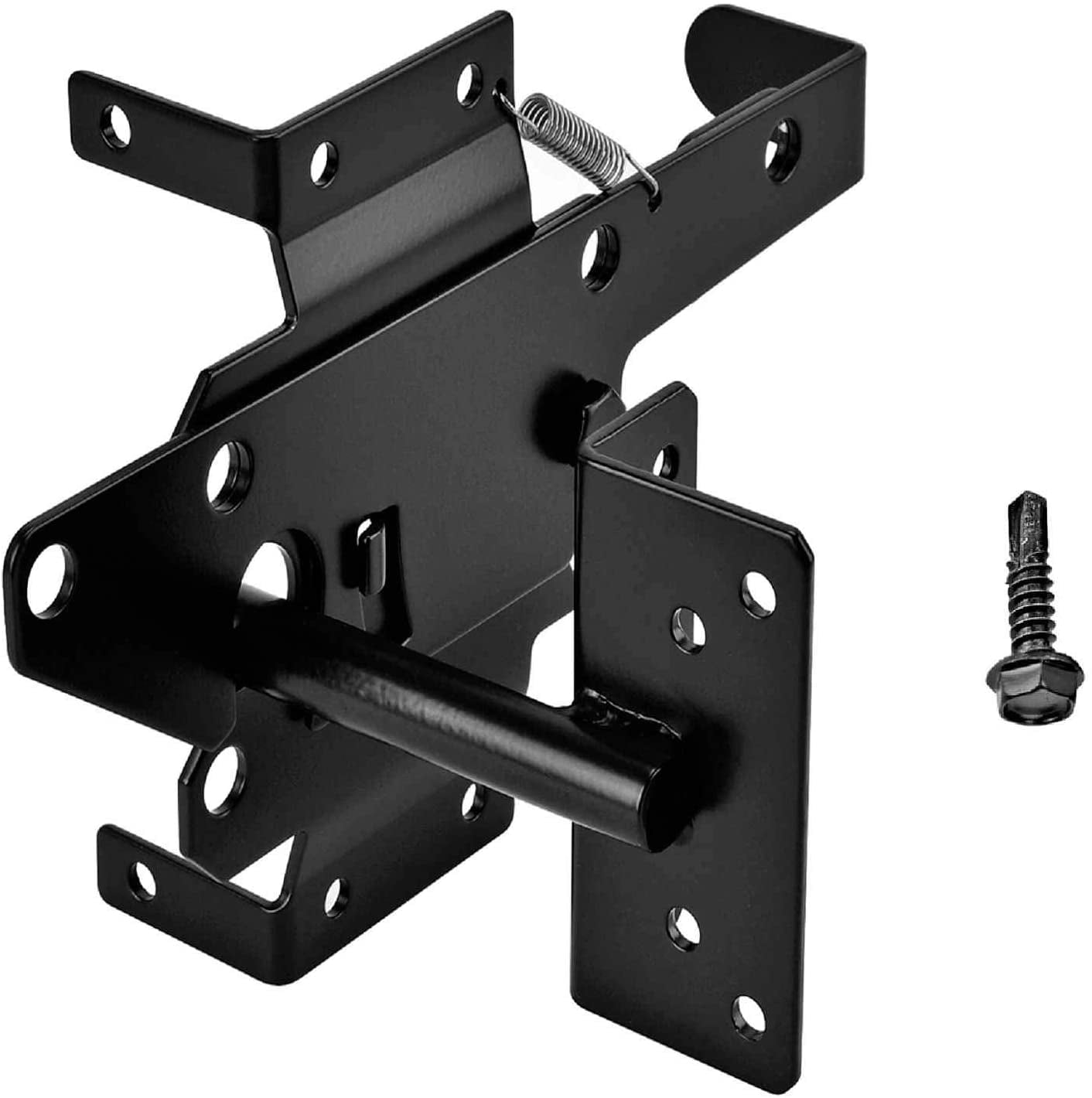 LAJIAOZ Heavy Duty Fence Self Locking Gate Latch Black Finishing Post