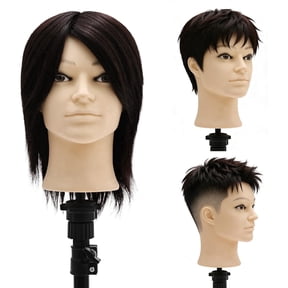 LAJOLLIA 100% Human Hair Male Mannequin Head, 13" Barber Mannequin Head, Cosmetology Hairdresser Training Doll Manikin Head for Hair Styling and Practice