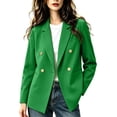 thumbnail image 1 of LAJPXKHY Blazer for Women Lapel Collar Double Breasted Open Front Long Sleeve Lightweight Work Office Jackets(Large,Green), 1 of 5