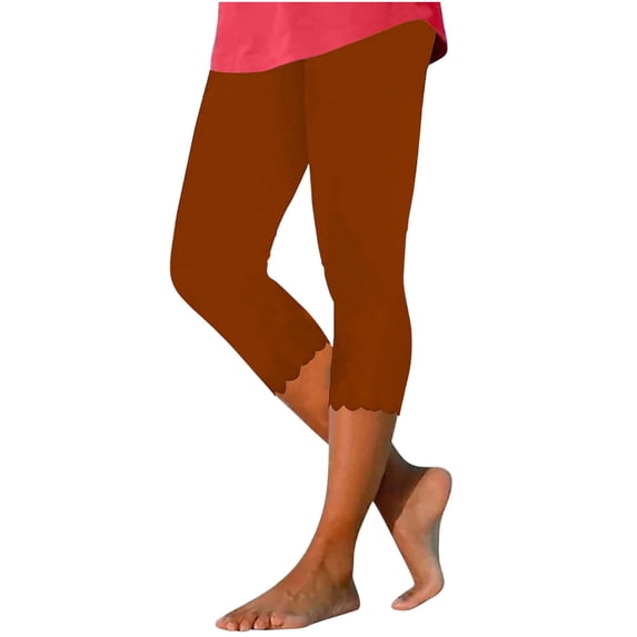 LAJPXKHY Capri Leggings for Women Stretchy Workout Yoga Pants Elastic High Waisted Slim Fitting Bottom Capris Pant