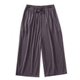 thumbnail image 1 of LAJPXKHY Capris Pants for Women Summer Pajama Pant Elastic Waist Drawstring Wide Leg Lightweight Comfy Home Sleepwear Capri Pants, 1 of 5