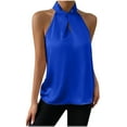 thumbnail image 1 of LAJPXKHY Halter Tops for Women Trendy Sleeveless Satin Solid Color Business Casual Elegant Tank Tops Blouse, 1 of 7