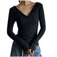 LAJPXKHY Long Sleeve Shirts for Women V Neck Slim Tight Stretchy