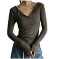 LAJPXKHY Long Sleeve Shirts for Women V Neck Slim Tight Stretchy