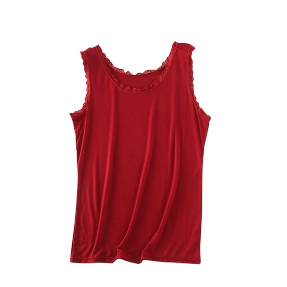 LAJPXKHY Plus Size Lace Tank Tops for Women Loose Basic Soft Comfy Camisole Solid Color Undershirt Tops