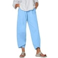 thumbnail image 1 of LAJPXKHY Plus Size Pants for Women Casual Summer Elastic Waisted Lightweight Thin Breathable Loose Pant Solid Color, 1 of 4