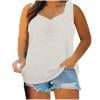 LAJPXKHY Plus Size Tank Tops for Women Summer Baggy Shirts Casual V Neck Sleeveless Front Pleated Loungewear Solid Color T-Shirts Top