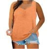 thumbnail image 1 of LAJPXKHY Plus Size Tank Tops for Women Summer Baggy Shirts Casual V Neck Sleeveless Front Pleated Loungewear Solid Color T-Shirts Top, 1 of 7