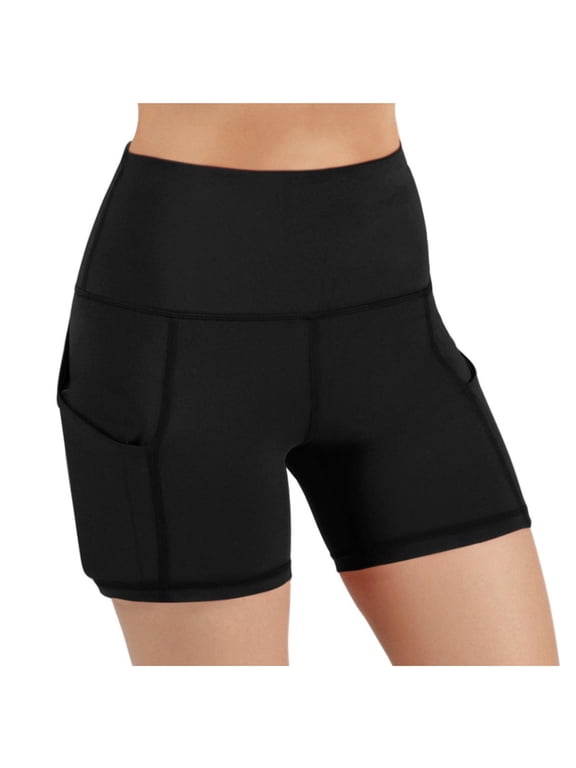Plus Size Yoga Shorts for Women with Pockets Elastic High Waist Stretch Running Workout Yoga Biker Shorts
