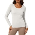 thumbnail image 1 of LAJPXKHY Tops for Women Crew Neck Long Sleeve Thermal Tops Slim Stretchy Fall Winter Base Layer Undershirt(XX-Large,White), 1 of 8