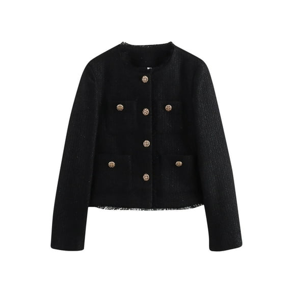 LAJPXKHY Tweed Jacket Women Trendy Dressy Casual Cropped Jackets Button down Coat Fall Winter 2024 Clothes