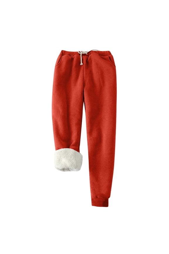 Winter Sherpa Sweatpants for Women Fuzzy Fleece Lined Thicken Warm Drawstring Elastic Waist Casual Homewear Trousers