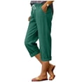 thumbnail image 1 of LAJPXKHY Womens Capri Pants Summer Lightweight Casual Loose Drawstring Elastic High Waist Straight Leg Cropped Pant with Pockets, 1 of 6
